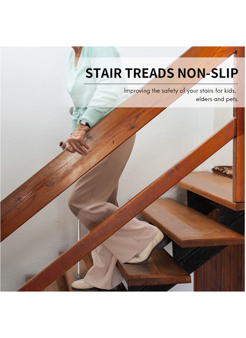Generic - 24Inx4In Clear Stair Treads Non Slip pad for Wooden Steps  15 Pack, Anti Slip Stair Grips for Wood Floors, Indoor no trace Non Skid Tape for Kids Elders and Pets, reusable Non Skid Tape - Image 1