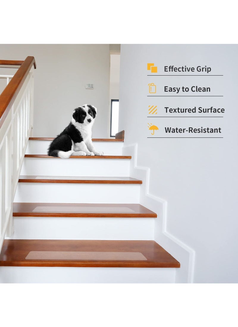 Generic - 24Inx4In Clear Stair Treads Non Slip pad for Wooden Steps  15 Pack, Anti Slip Stair Grips for Wood Floors, Indoor no trace Non Skid Tape for Kids Elders and Pets, reusable Non Skid Tape - Image 1