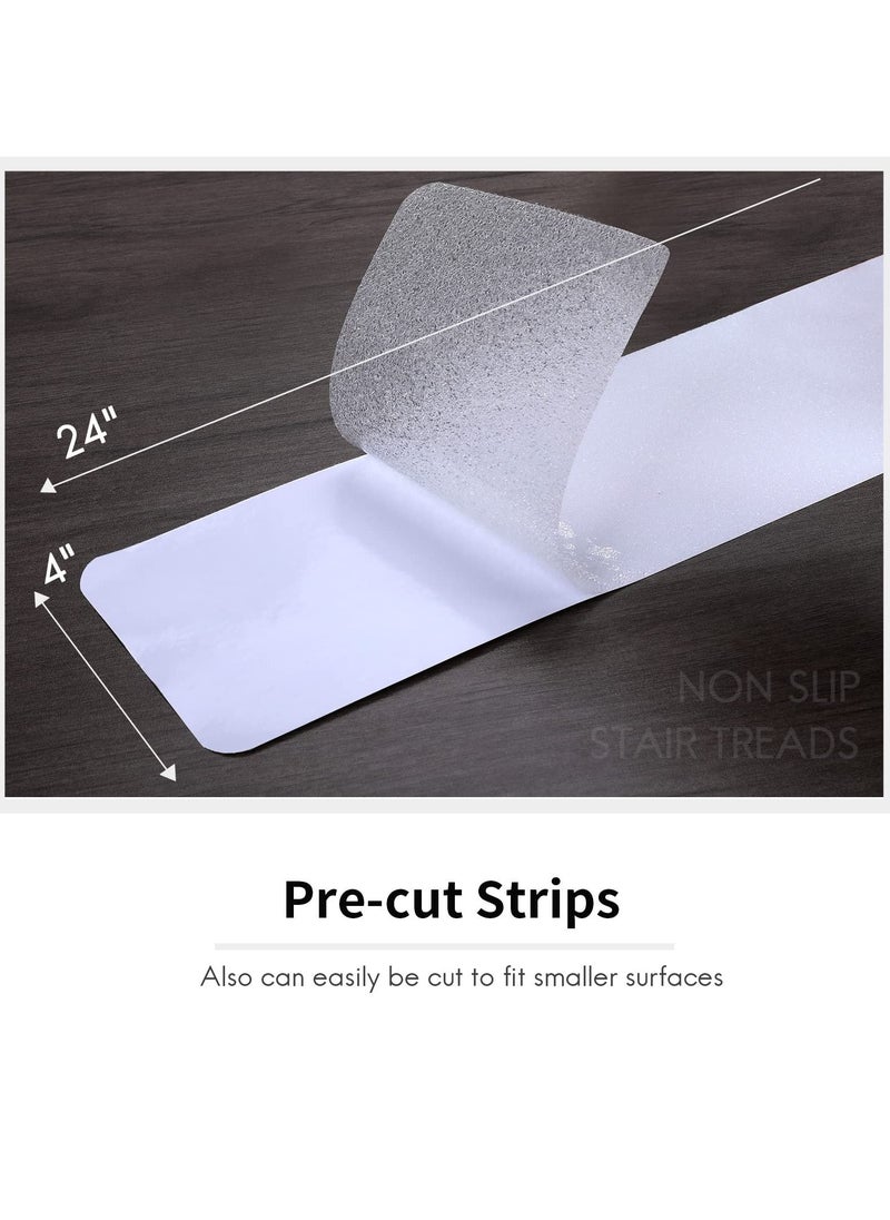 Generic - 24Inx4In Clear Stair Treads Non Slip pad for Wooden Steps  15 Pack, Anti Slip Stair Grips for Wood Floors, Indoor no trace Non Skid Tape for Kids Elders and Pets, reusable Non Skid Tape - Image 1