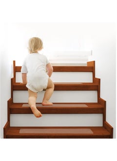 24Inx4In Clear Stair Treads Non Slip pad for Wooden Steps  15 Pack, Anti Slip Stair Grips for Wood Floors, Indoor no trace Non Skid Tape for Kids Elders and Pets, reusable Non Skid Tape