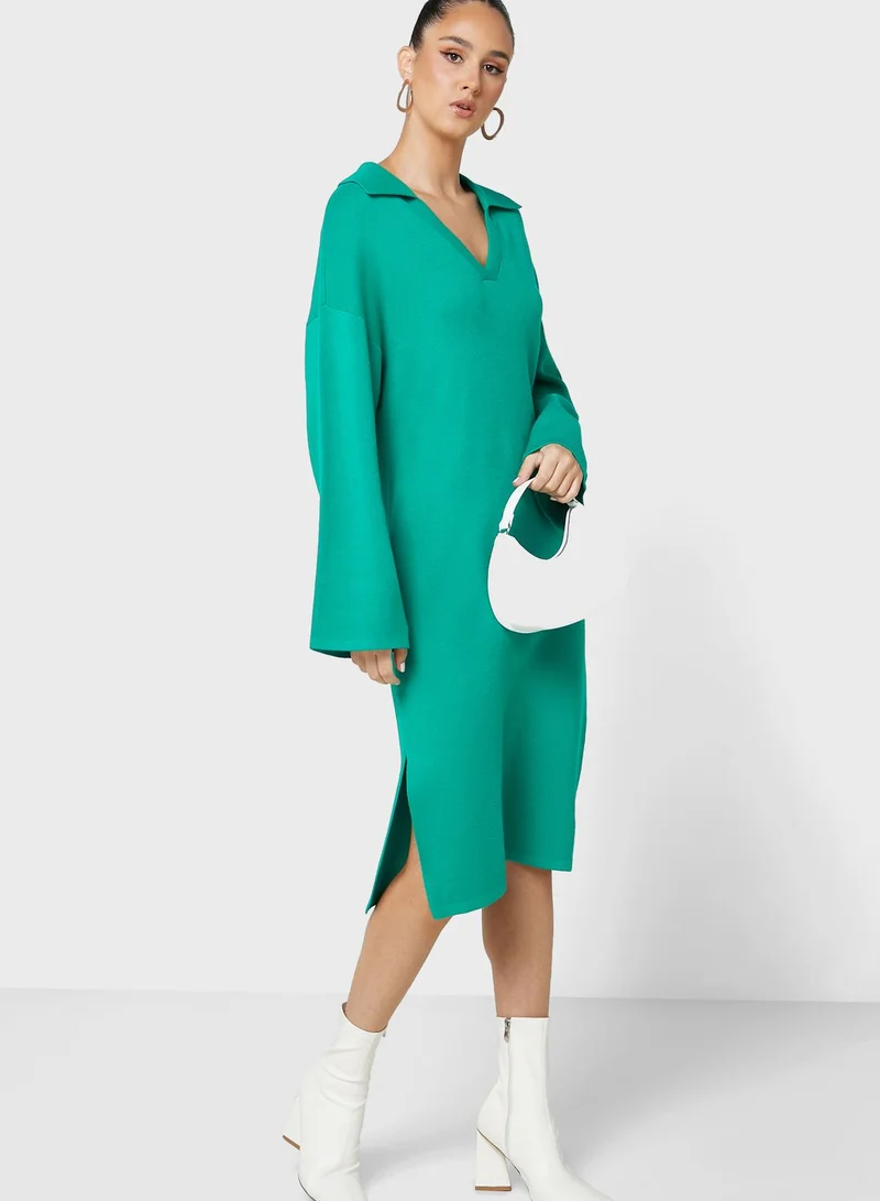YAS Knitted Polo Neck Dress