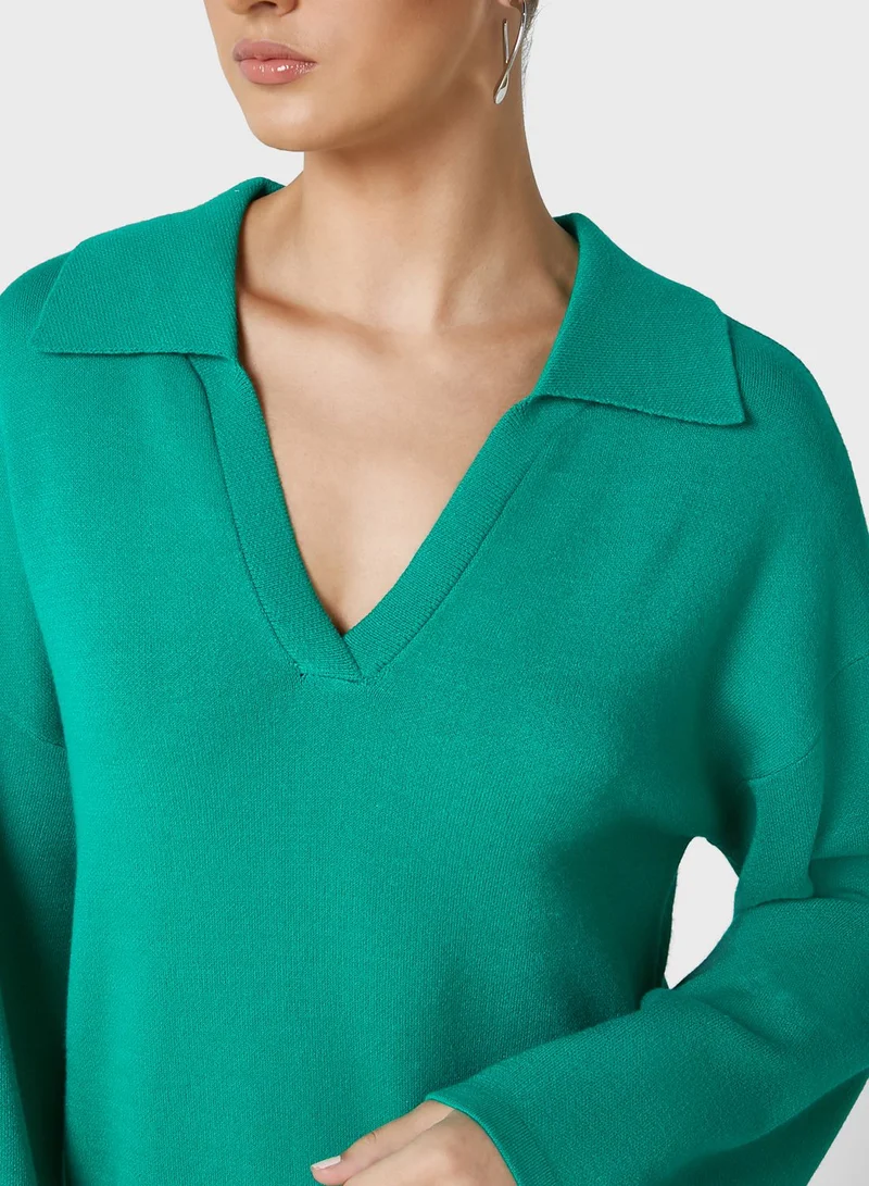 YAS Knitted Polo Neck Dress