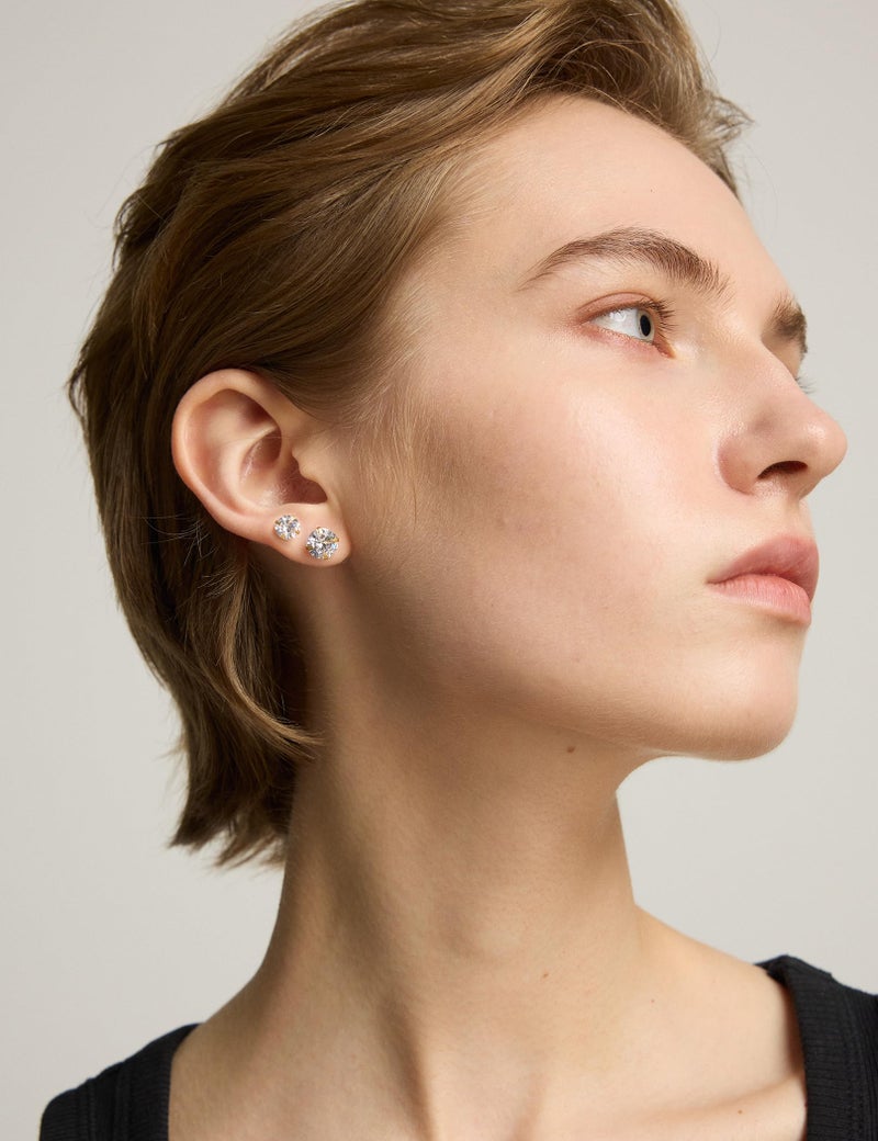 WSSXC 6 Pairs Stud Earrings Set, Hypoallergenic Cubic Zirconia 316L Earrings Stainless Steel CZ Earrings 3-8mm - Image 4