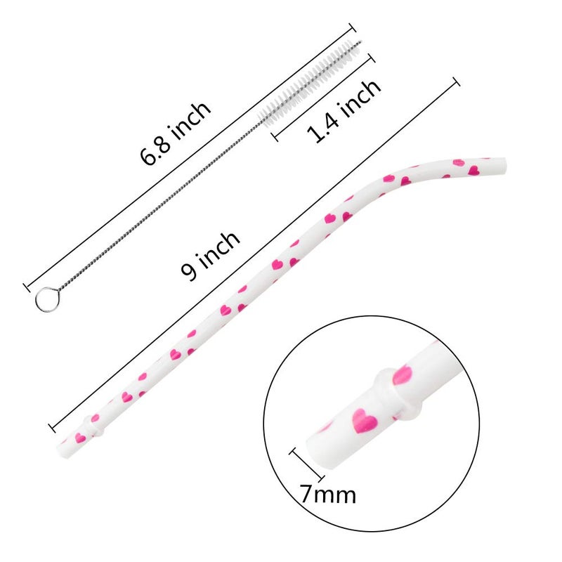 SUBANG 50 Pack Bent Reusable Straws  BPA-Free  9"" Colorful Hard Plastic Stripe Drinking Straw for Mason Jar Tumbler  Family or Party Use With Cleaning Brush - Image 1