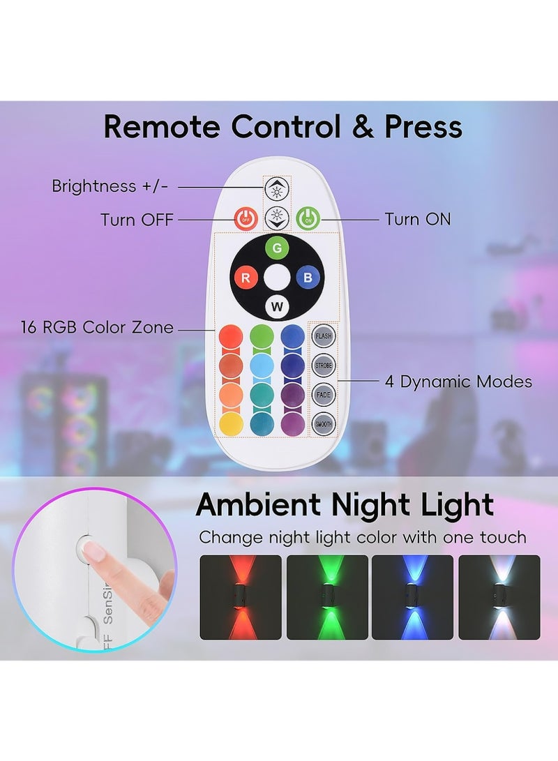 YOUGE LED Wireless Wall Sconce with Remote, Wall Lighting,16 Colors Changing, Motion Sensor Light Indoor, Dimmable, 1500mAh Rechargeable Battery Operated Wall Sconces for Hallway, Stair, Bathroom, Bedroom - Image 5