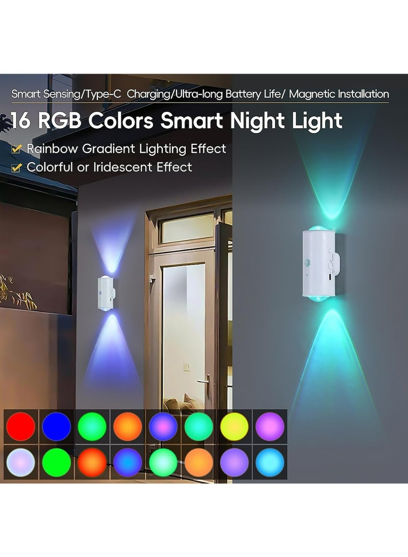 YOUGE LED Wireless Wall Sconce with Remote, Wall Lighting,16 Colors Changing, Motion Sensor Light Indoor, Dimmable, 1500mAh Rechargeable Battery Operated Wall Sconces for Hallway, Stair, Bathroom, Bedroom - Image 3