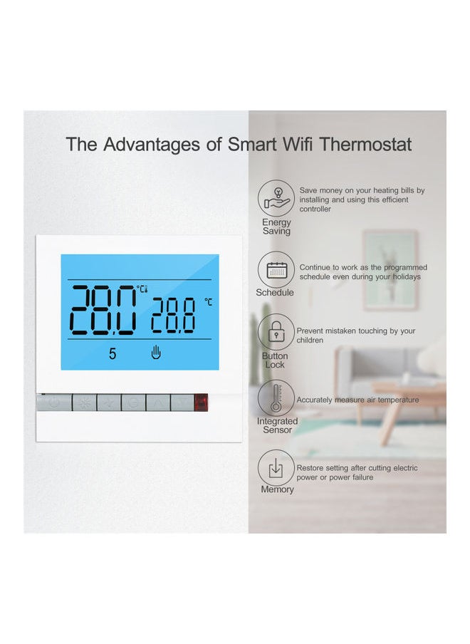 NIBEMINENT Programmable Smart Thermostat For Water Heating White 10 x 6.50 9cm 