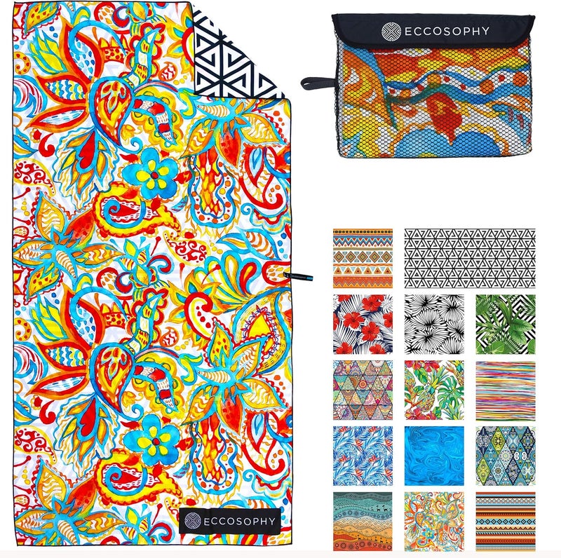 ECCOSOPHY Microfiber Beach Towel - Sand Free Towels are Quick Dry, Light Weight, Super Absorbent - Perfect Pool, Travel, Cruise, Camping Essentials - Oversized Extra Large for Adults 71x35 in - Image 1