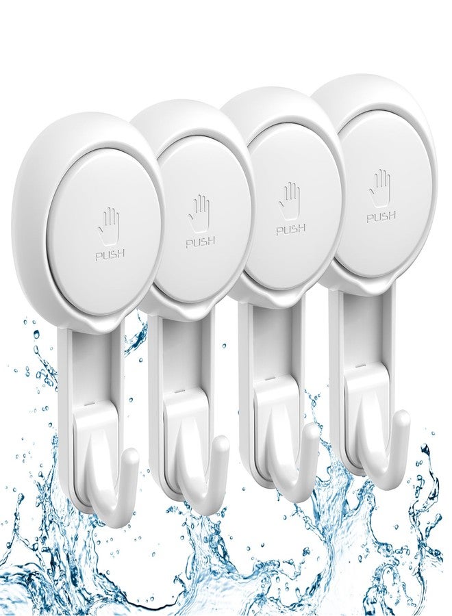 Marchpower Shower Hooks for Inside Shower Reusable Waterproof Utility Suction Cups Hooks - 4 Pack Heavy Duty Vacuum Hook Home Kitchen Bathroom Wall Holder Hanger for Towel Loofah Cloth Key & Ceiling - Image 1