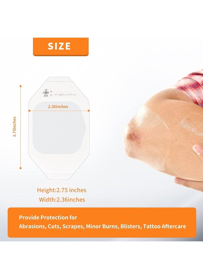 EalionMed - EalionMed Transparent Film Dressing, Waterproof Wound Bandage, Adhesive Patch, 2.75'' W X 2.36'' L, 100 Pack, Clear, Breathable, Comfortable, Shower Shield, Tattoo Aftercare - Image 1