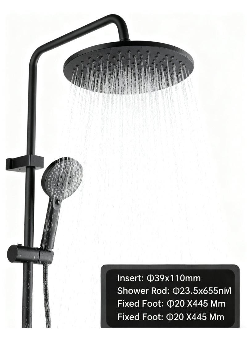 MODI Matte Black Adjustable Height Shower System – Rainfall Overhead Shower, 5-Function Handheld Spray, Brass Diverter, Height-Adjustable Rail, Full Set for Modern Bathrooms - Image 5