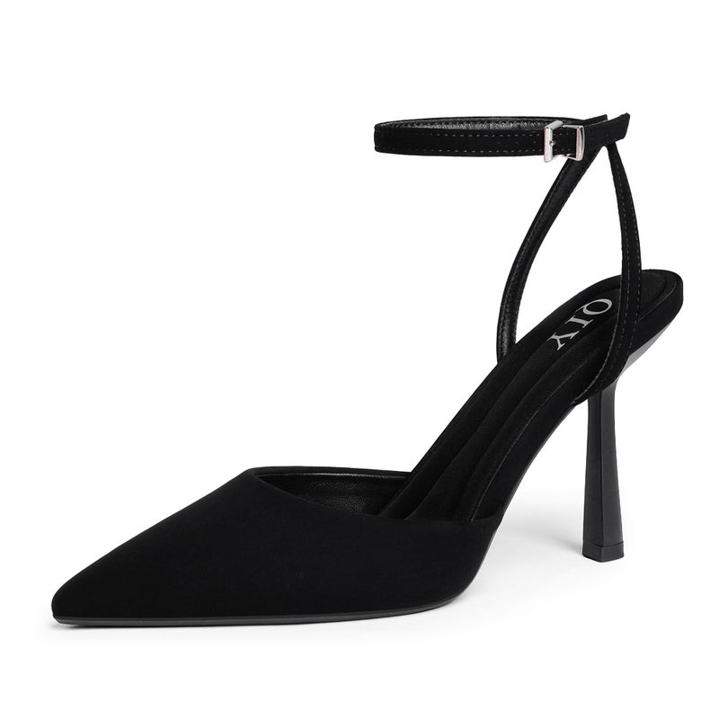 QIY Black Shoes for Women Dressy Slingback Heels Black Pumps Pointy Pointed Toe Heels Heeled Sandals Closed Toe Heel Stiletto High Heel Dress Wedding Bridal Shoes Size 8.5 - Image 1