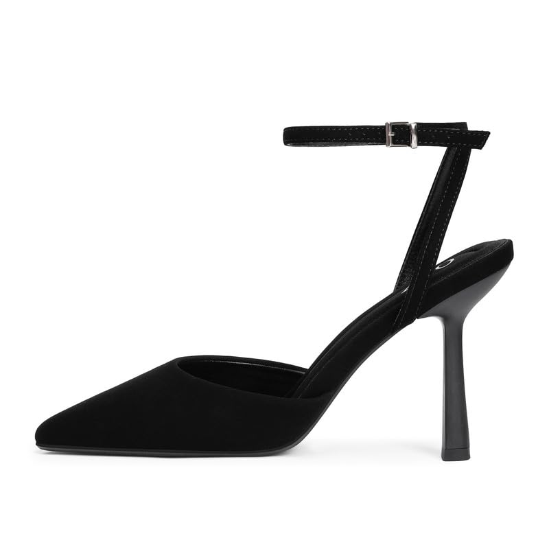 QIY Black Shoes for Women Dressy Slingback Heels Black Pumps Pointy Pointed Toe Heels Heeled Sandals Closed Toe Heel Stiletto High Heel Dress Wedding Bridal Shoes Size 8.5 - Image 4