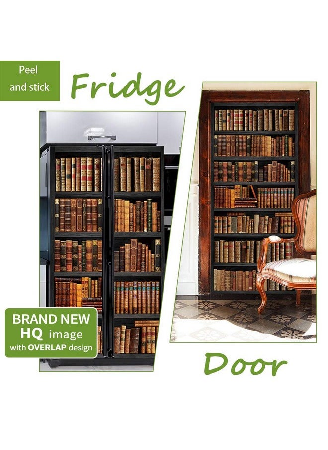 Alwayspon Modern Art Self Stick Vinyl Door Mural Sticker Peel And Stick Removable Refrigerator Wrap Decal Book Shelf 32.3X78.7 2 Pcs Set  - Image 2