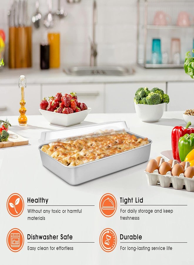 Herogo Cake Pan with Lid (3 Pans + 3 Lids), 9.4/10.5/12.4 Inch Rectangle Stainless Steel Baking Set Multisizes, for Brownies Casseroles Cakes, Dishwasher Safe - Image 5