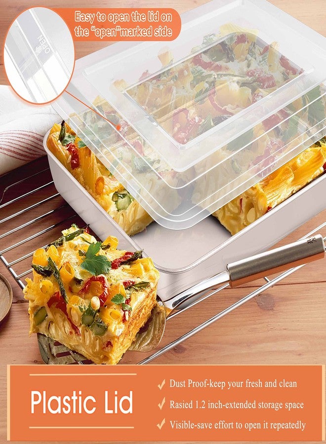 Herogo Cake Pan with Lid (3 Pans + 3 Lids), 9.4/10.5/12.4 Inch Rectangle Stainless Steel Baking Set Multisizes, for Brownies Casseroles Cakes, Dishwasher Safe - Image 3
