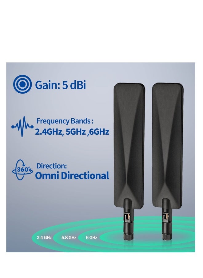 Beauenty Tri-Band WiFi 6E Antenna, 2.4GHz 5GHz 6GHz WiFi Antenna 5dBi MIMO RP-SMA Male Antenna for WiFi Router High-Speed Wireless Connections in Smart Homes and Offices (2-Pack) - Image 5