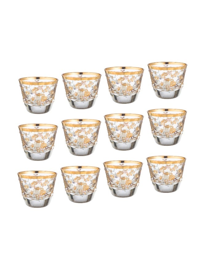 Dania - Saudi coffee cup set made of clear crystal, laser-engraved, in the shape of roses, 12 pieces - Image 1