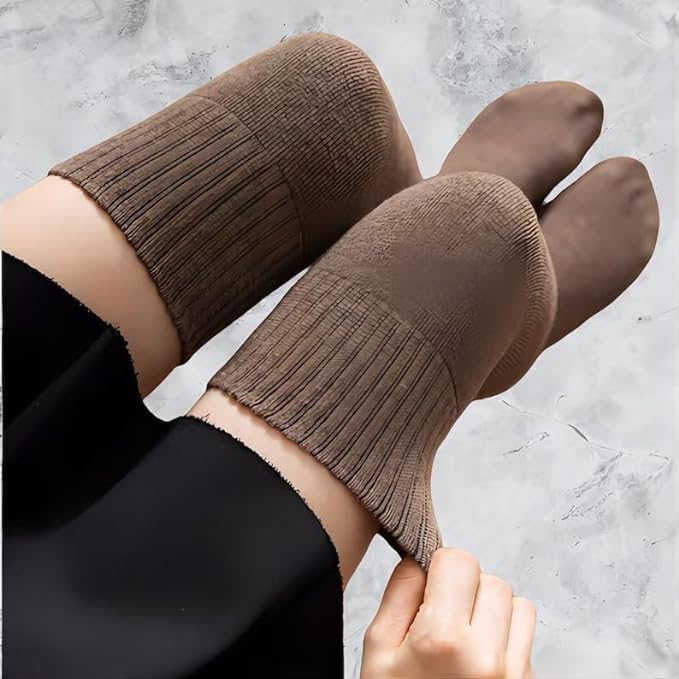 Winkelen Wool Warm Thigh High Socks Extra Long Cotton Knitted Warm Thick Thermal Woolen for Women Winter Wear Knee Length Leg Warmers Tall Long Boot Cuffs Cap Stocking Girls Stripe Warmer (1 Pair) - Image 3