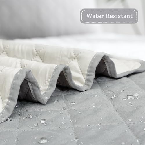 Easy-Going Reversible Chair Cover Washable Sofa Cover for Dogs Water Resistant Couch Slipcover Furniture Protector Cover with Adjustable Straps for Pets (Chair 30 in, Light Gray/Ivory) - Image 4