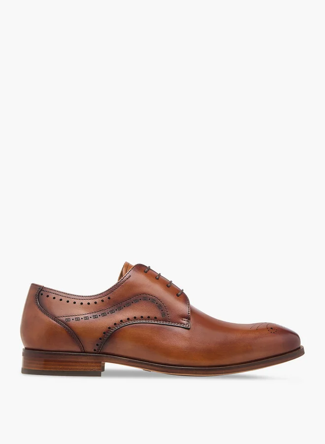 DUCHINI Men's Cutout Detail Derby Shoes with Lace-Up Closure