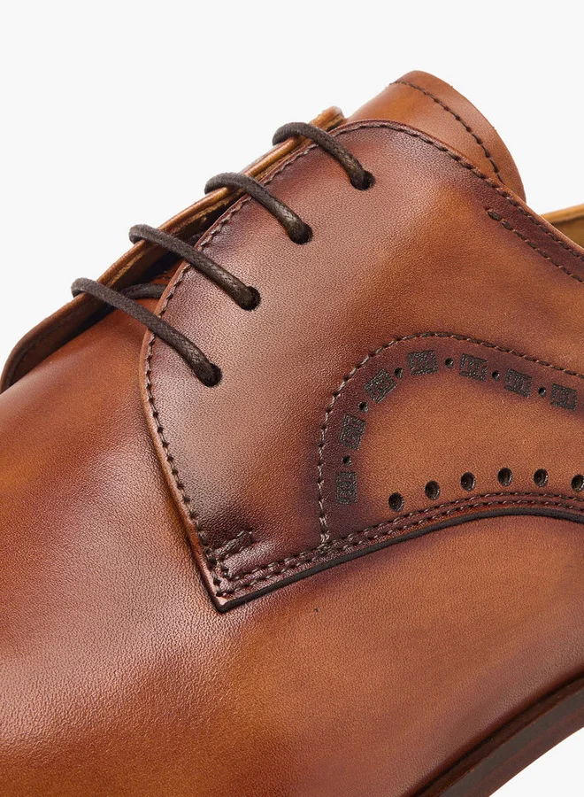 DUCHINI Men's Cutout Detail Derby Shoes with Lace-Up Closure