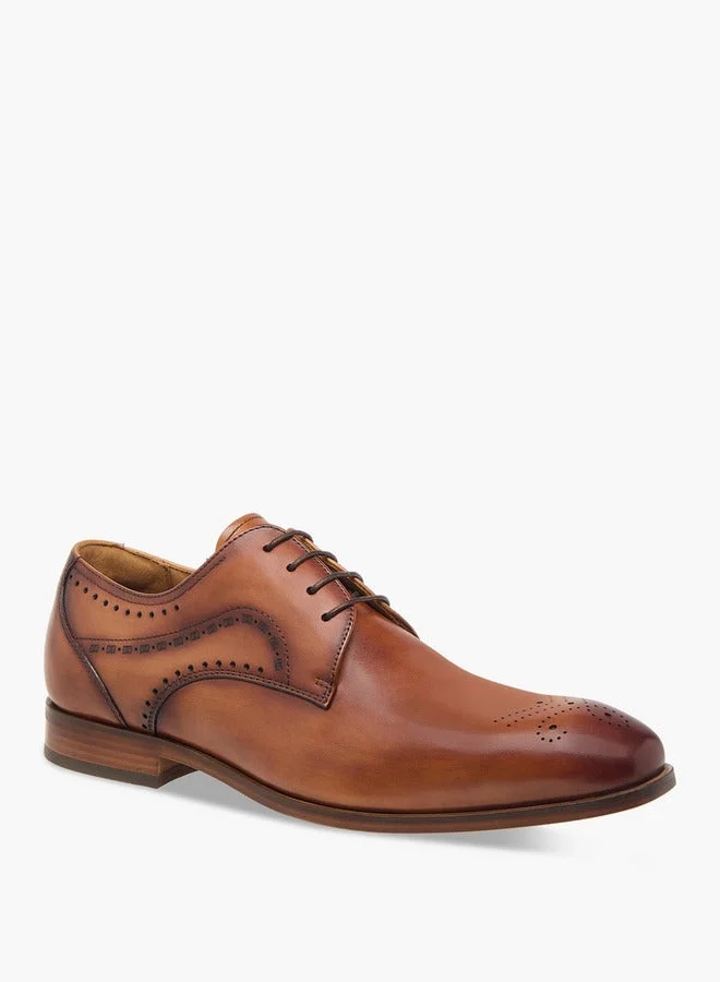 DUCHINI Men's Cutout Detail Derby Shoes with Lace-Up Closure