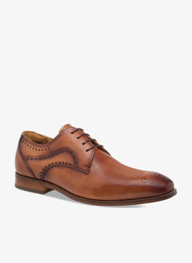 DUCHINI Men's Cutout Detail Derby Shoes with Lace-Up Closure