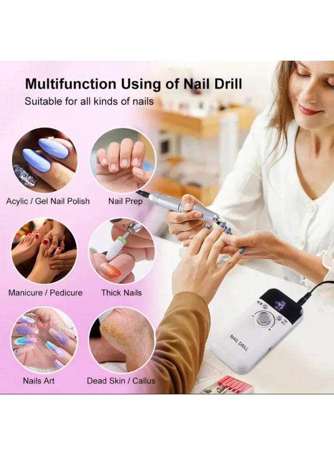 45000 دورة في الدقيقة مع شاشة رقمية - USB قابل لإعادة الشحن حفرة الأظافر المحمولة للمنزل والسفر - Image 2
