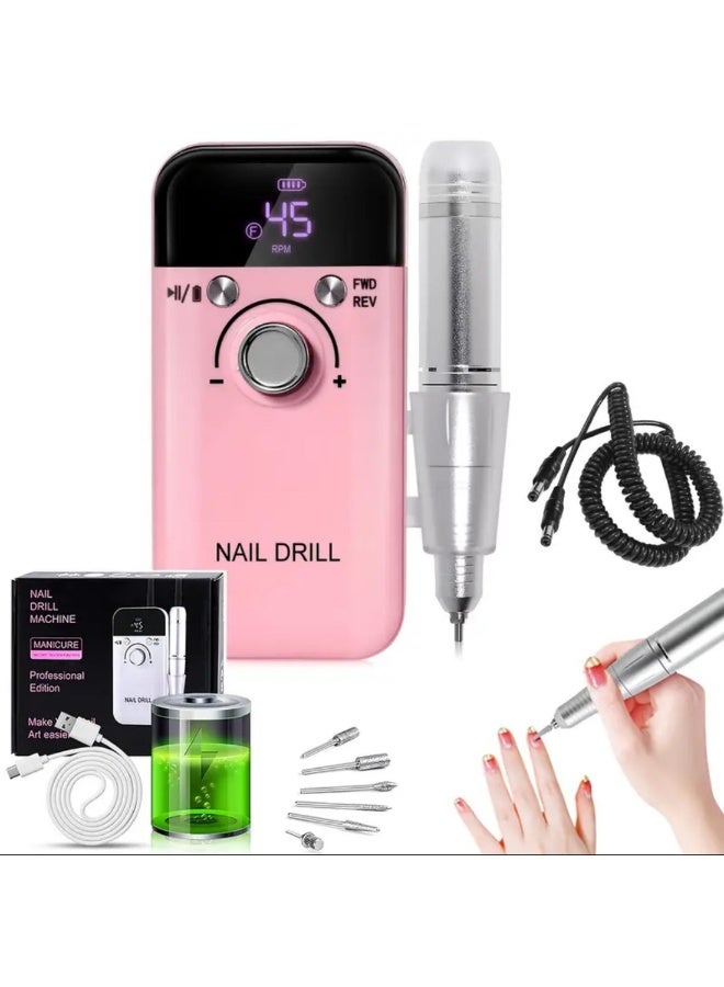 45000 دورة في الدقيقة مع شاشة رقمية - USB قابل لإعادة الشحن حفرة الأظافر المحمولة للمنزل والسفر - Image 4