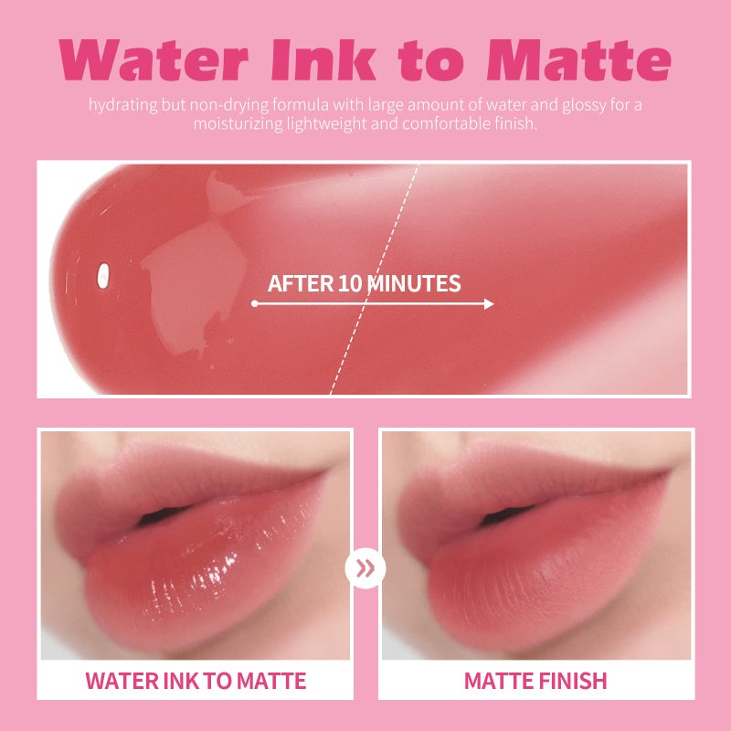 KIMUSE Water Gel Lip Tint 6 Colors Set, Highly Pigmented Long Lasting Moisturizing Glossy Lip Stains, Hydrate Lightweight Lip Gloss Makeup - Image 3