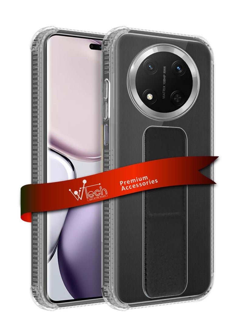 Wtech Honor X9c 5G 2024 / Honor Magic7 Lite 5G 2025 TPU Hand Grip Air Pillow Case Cover - Clear/Black - Image 1