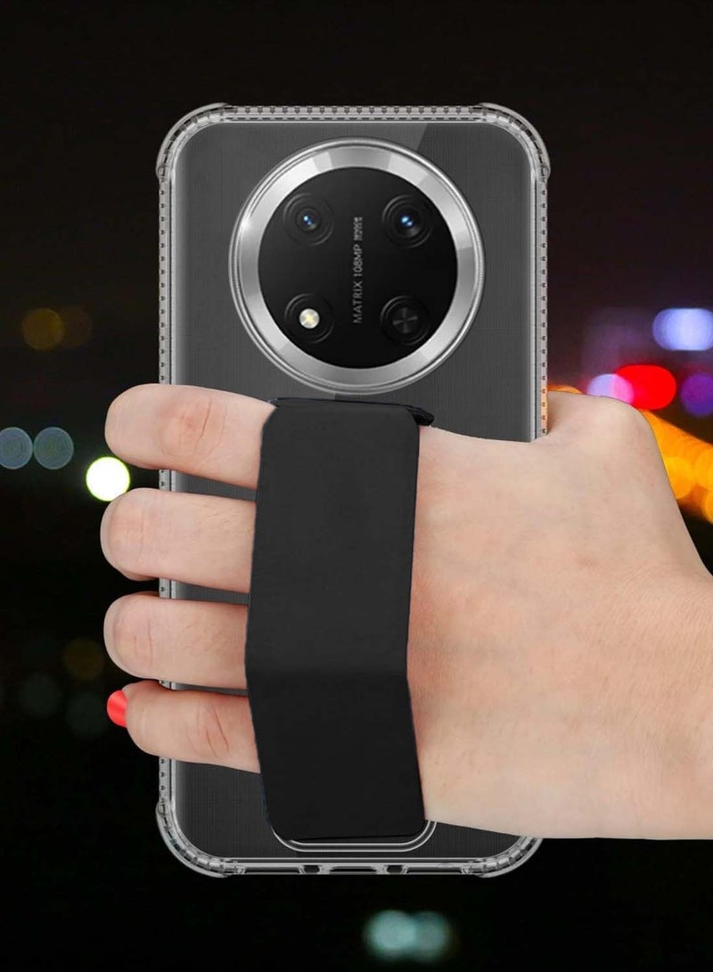 Wtech Honor X9c 5G 2024 / Honor Magic7 Lite 5G 2025 TPU Hand Grip Air Pillow Case Cover - Clear/Black - Image 3