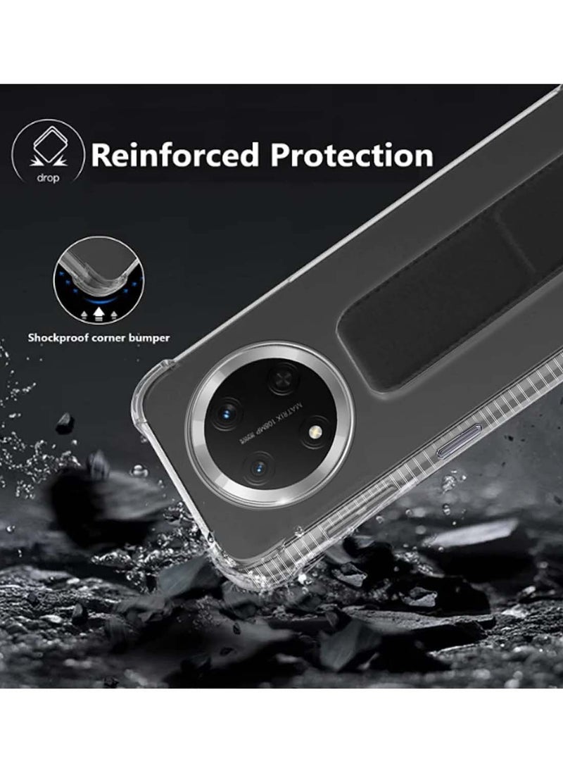 Wtech Honor X9c 5G 2024 / Honor Magic7 Lite 5G 2025 TPU Hand Grip Air Pillow Case Cover - Clear/Black - Image 4