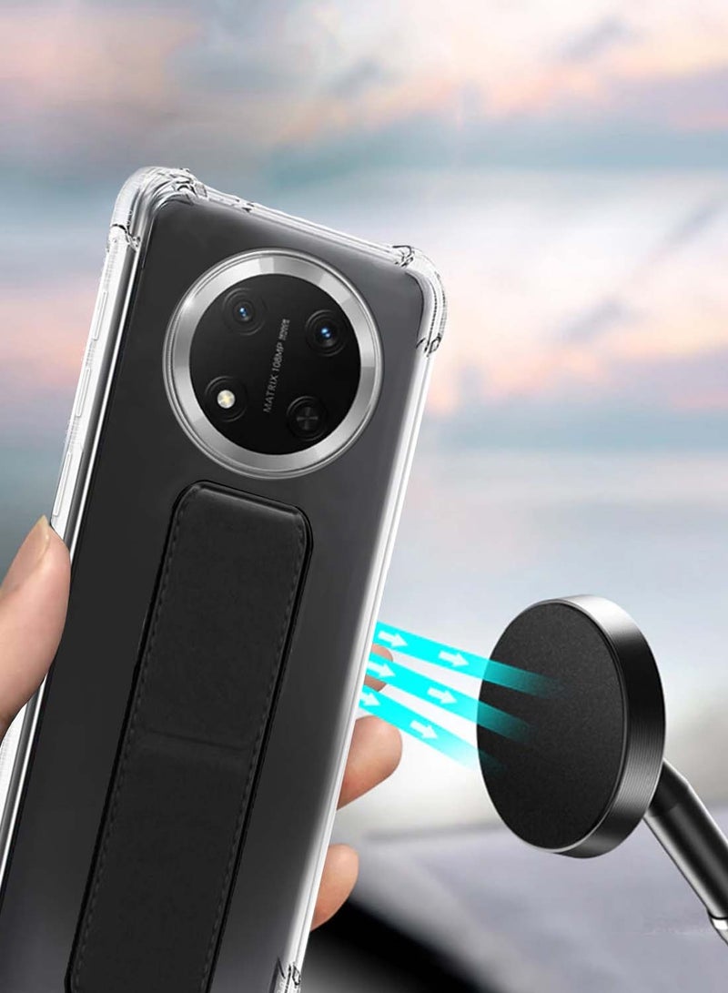 Wtech Honor X9c 5G 2024 / Honor Magic7 Lite 5G 2025 TPU Hand Grip Air Pillow Case Cover - Clear/Black - Image 5