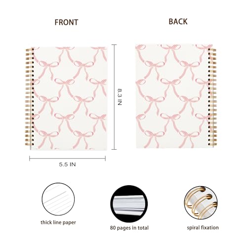 OXW Coquette Pink Bow Notebook Journal, Cute Pink Journaling Notebooks Gifts for Women Teen Girls, Coquette Cute Bow Diary Journal for Women Girls, Journals for Writing(5.5'' X 8.3'') - Image 4