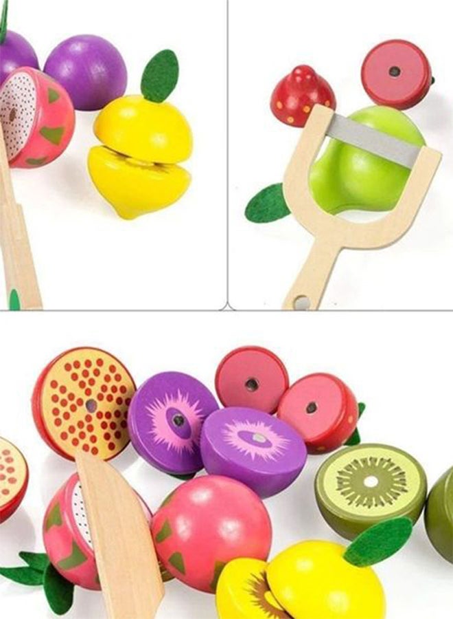 Wooden Colourful Durable Non-Toxic Fruits And Basket Kitchen Play Set For Kids 20x10x19cm - Image 4