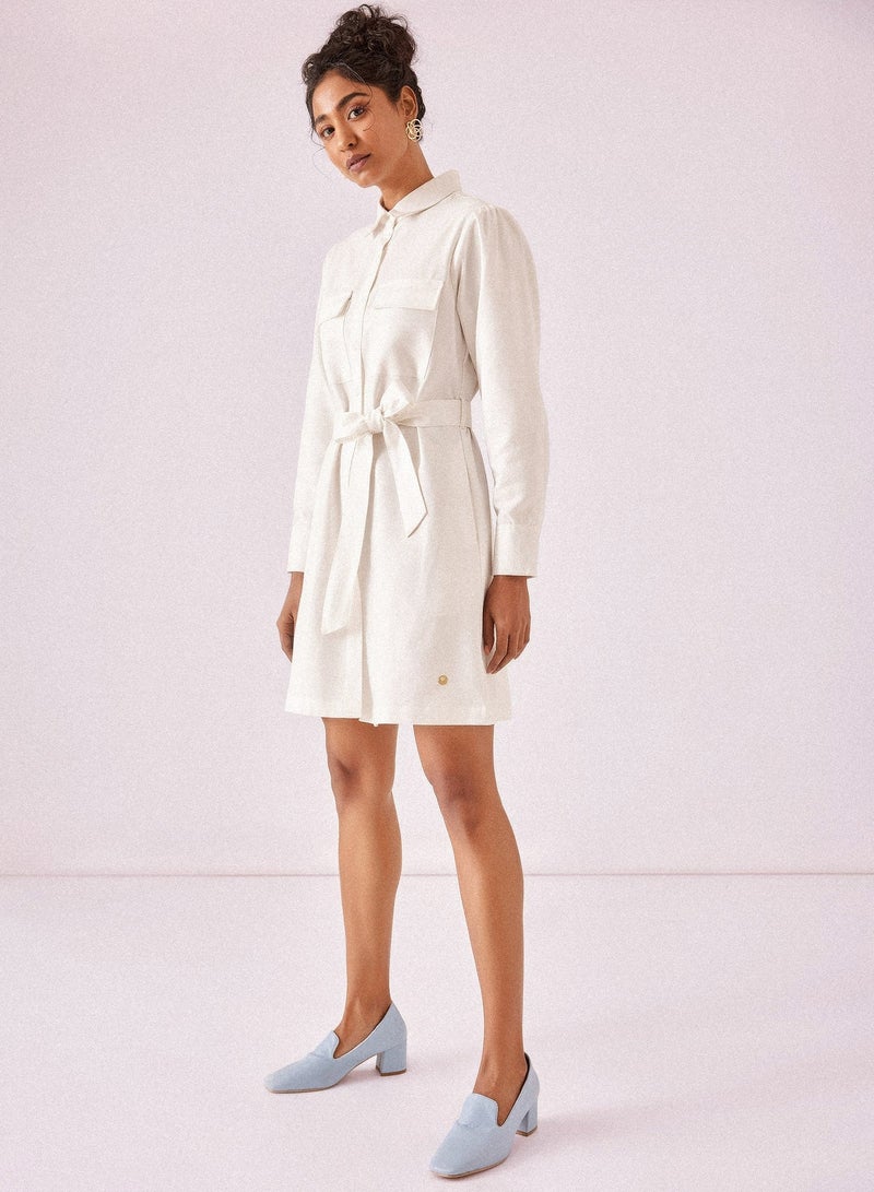 The Label Life Structured Shirt Dress with Waist Tie - Image 1