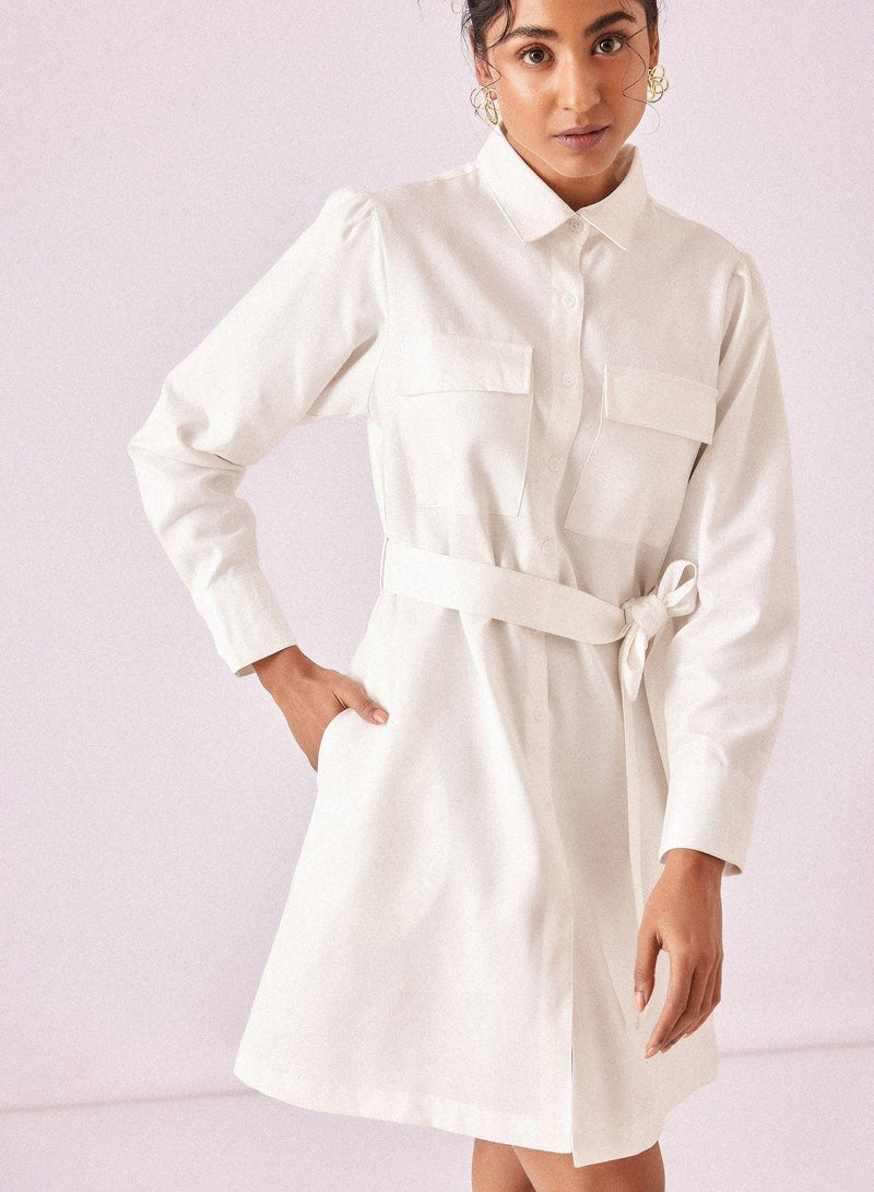 The Label Life Structured Shirt Dress with Waist Tie - Image 2