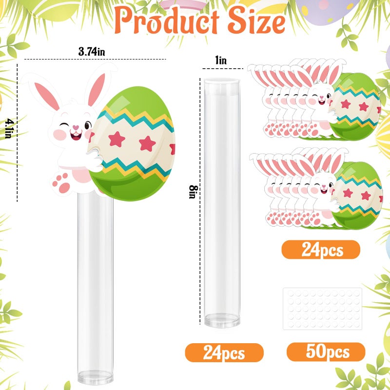 MUOUAKATE 24 Set Easter Party Favors Empty Easter Candy Tub, Clear Treat Containers with Bunny Egg Card Easter Basket Stuffers for Spring Party Supplies Gifts Box Classroom Prizes Basket Fillers - Image 2