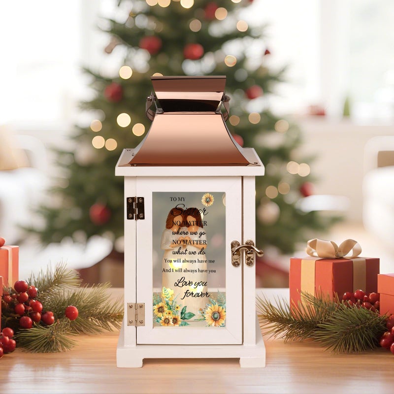 HugMemories Sister Lantern with Friend Hand-Painted Figure, Sister Birthday Gifts from Sis, Unique Friendship Gift Ideas for Women Thanksgiving Christmas Wedding - Image 2