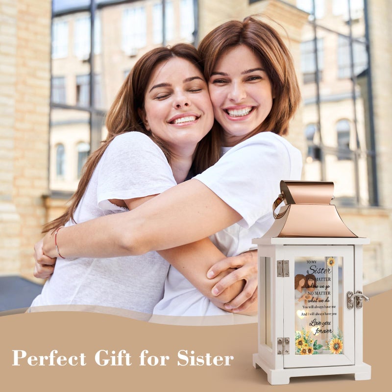 HugMemories Sister Lantern with Friend Hand-Painted Figure, Sister Birthday Gifts from Sis, Unique Friendship Gift Ideas for Women Thanksgiving Christmas Wedding - Image 4