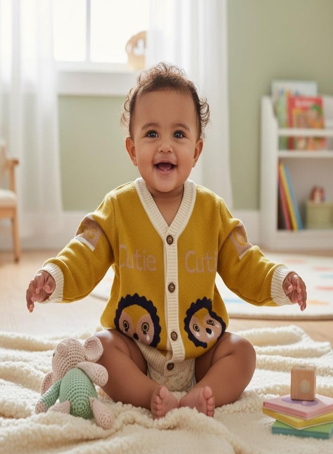 Pokory Baby Sweater Yellow Full Sleeve Comfortable and Stylish with Adorable Owl Design for Kids Boys and Girls Perfect Cool Weather Size 80 - Image 4
