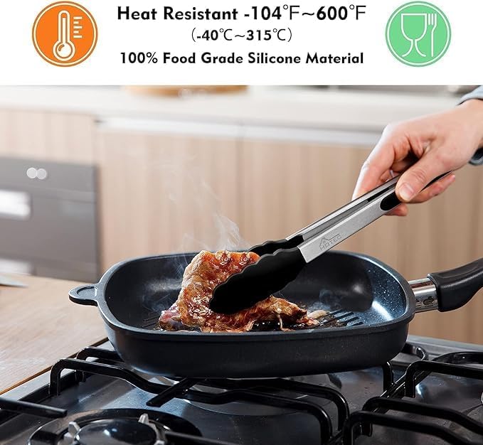 ITUSHA (3 Air Fryer Silicone Liners) & 3 Air Fryer Accessories - 7.5 inch (3-5 Qt+) Reusable Silicone Basket/Liners with Oven Mitts, Basting Brush & Tongs (Multicolour) (3 AFL Round-Tong-Glove-Brush) - Image 5