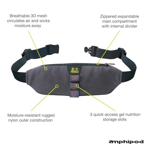 Amphipod AirFlow Trail Pack, Runners Storage Waist Pack Belt for Running & Jogging, Men & Women - Charcoal - XL - Image 2