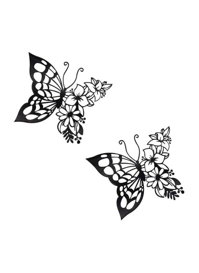 MIRFA Wooden Wall Art With Self Adhesive Base - Black (Butterfly - Pack of 2)  - Image 1