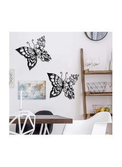 MIRFA Wooden Wall Art With Self Adhesive Base - Black (Butterfly - Pack of 2)  - Image 3