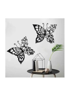 MIRFA Wooden Wall Art With Self Adhesive Base - Black (Butterfly - Pack of 2)  - Image 5
