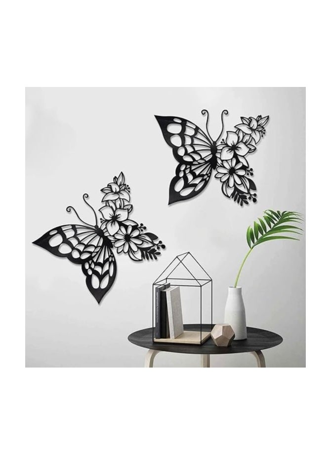 MIRFA Wooden Wall Art With Self Adhesive Base - Black (Butterfly - Pack of 2)  - Image 5