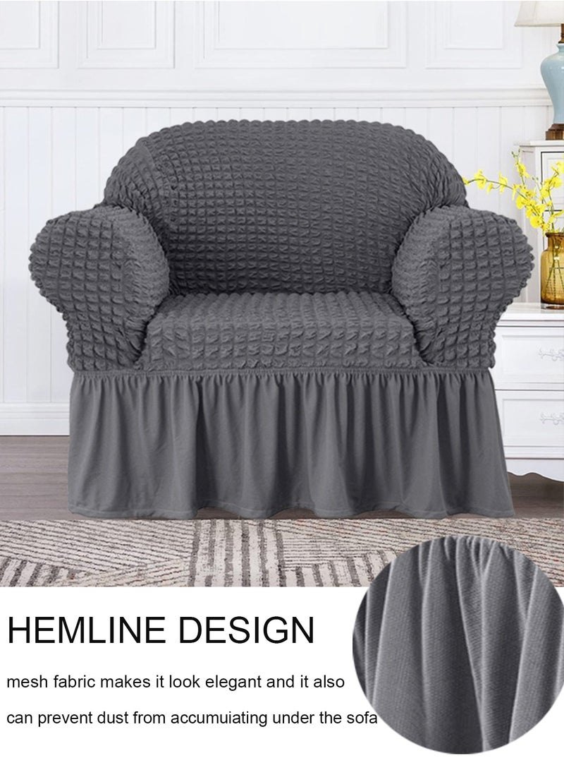 Arabest sofa cover 3 seater Super Stretchable Wrinkle-free Full Coverage Couch Slipcover Exquisitely Detailed Slip Flexible Resistant Jacquard Sofa Cover Dark Grey Combination Material 140-280cm  - Image 3